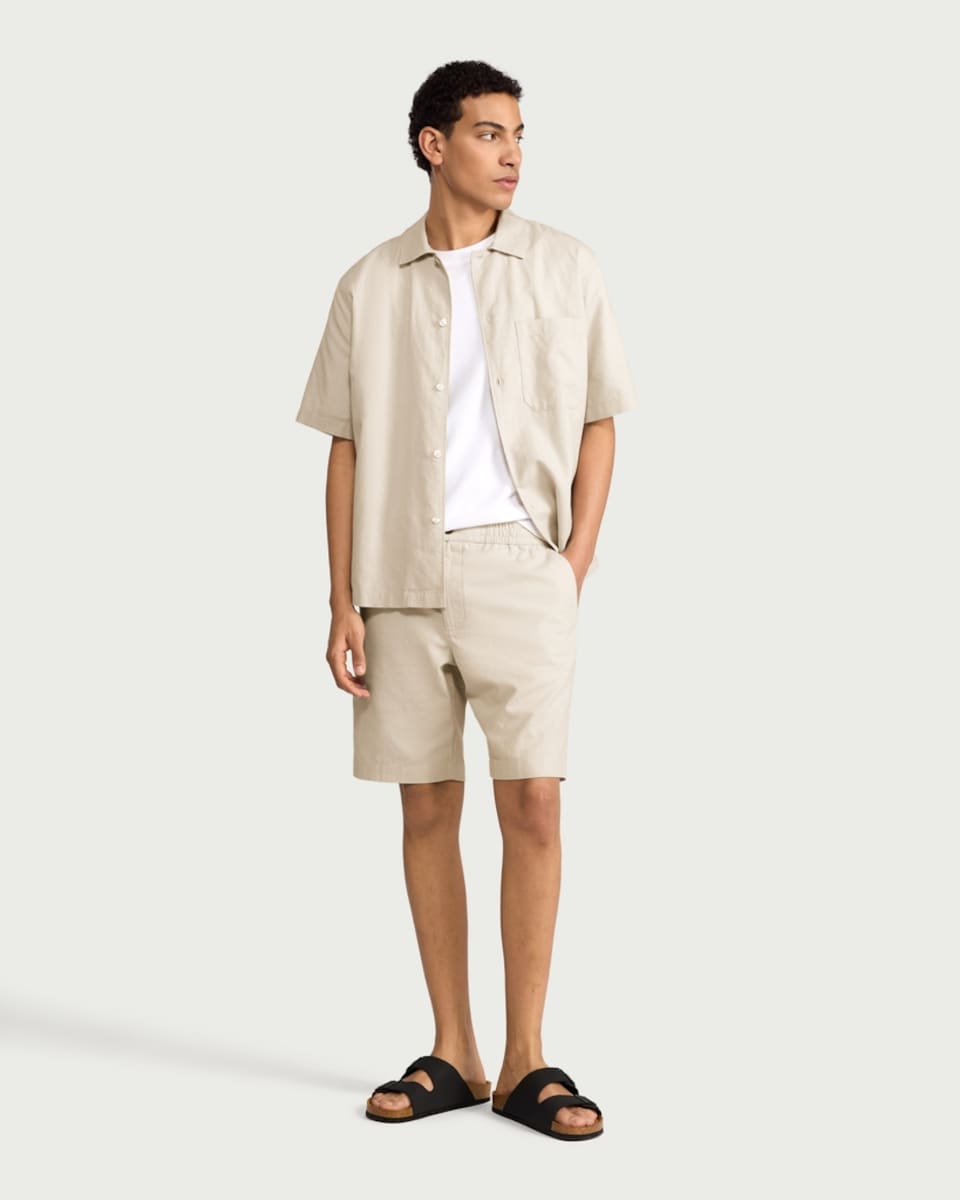 image 1 of F&F Linen Blend Shorts in Cream