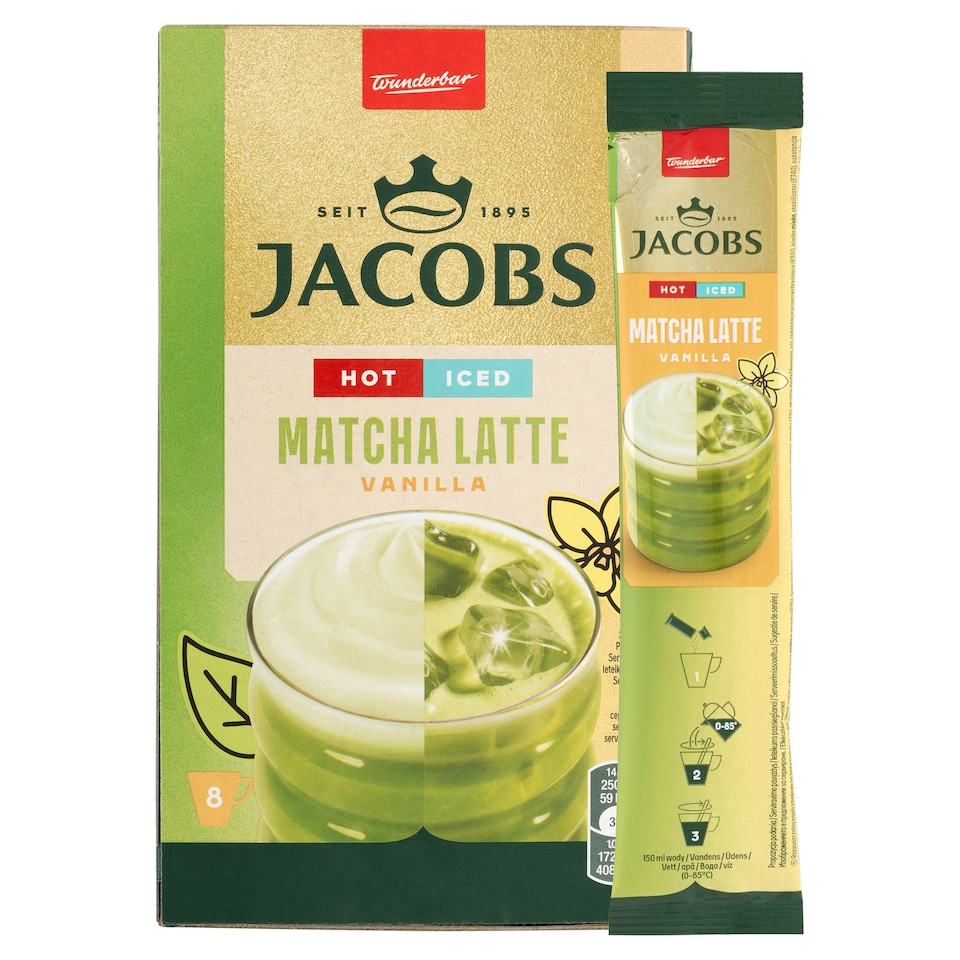 obrázok 1 z Jacobs Matcha Latte Vanilla rozpustný nápoj 8 x 14,5 g (116 g)