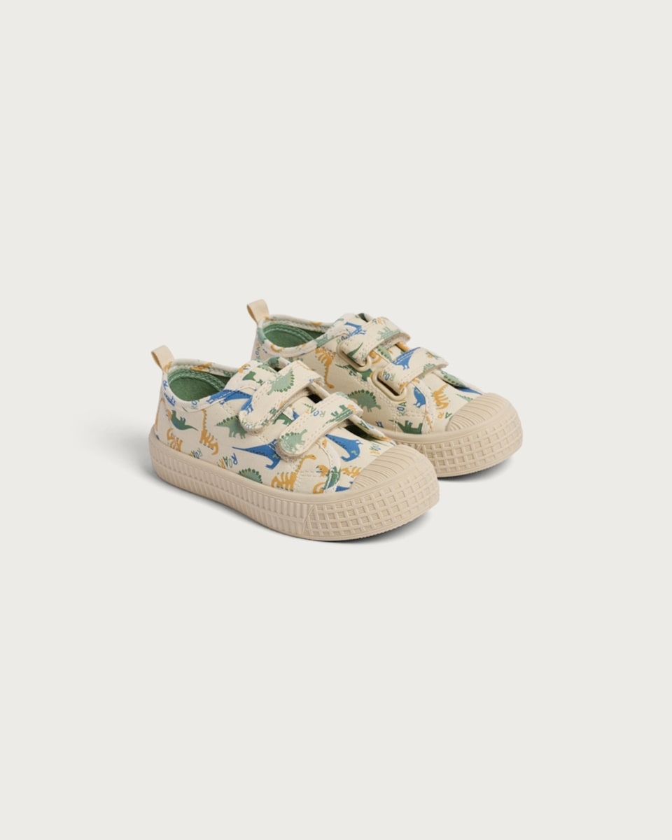 F&F Boys Dinosaur Print Touch Strap Fastening Trainers in Multi