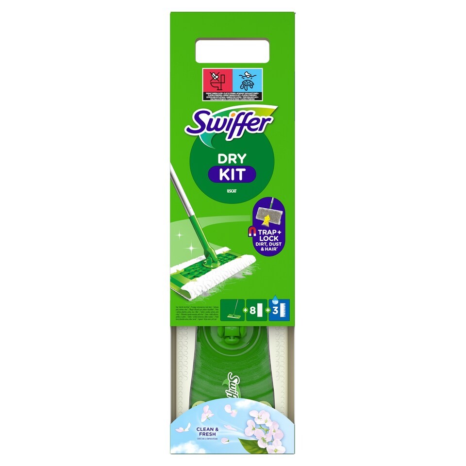 Swiffer Sweeper Kezdőkészet: 1 db Felmosó, 8. db Száraz és 3. db Nedves Felmosókendő Utántöltő