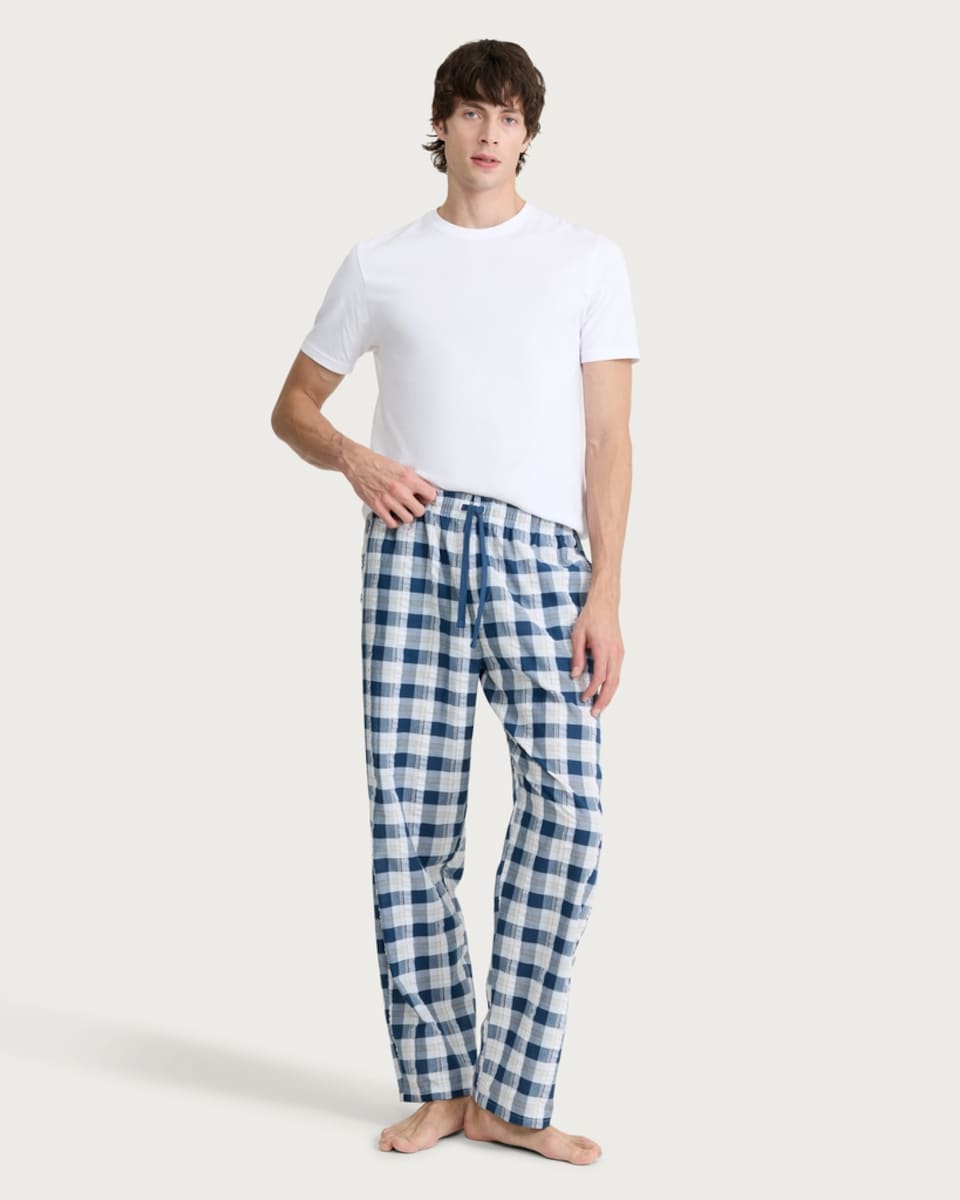 image 1 of F&F Seersucker Check Print Drawstring Pyjama Bottoms in Multi