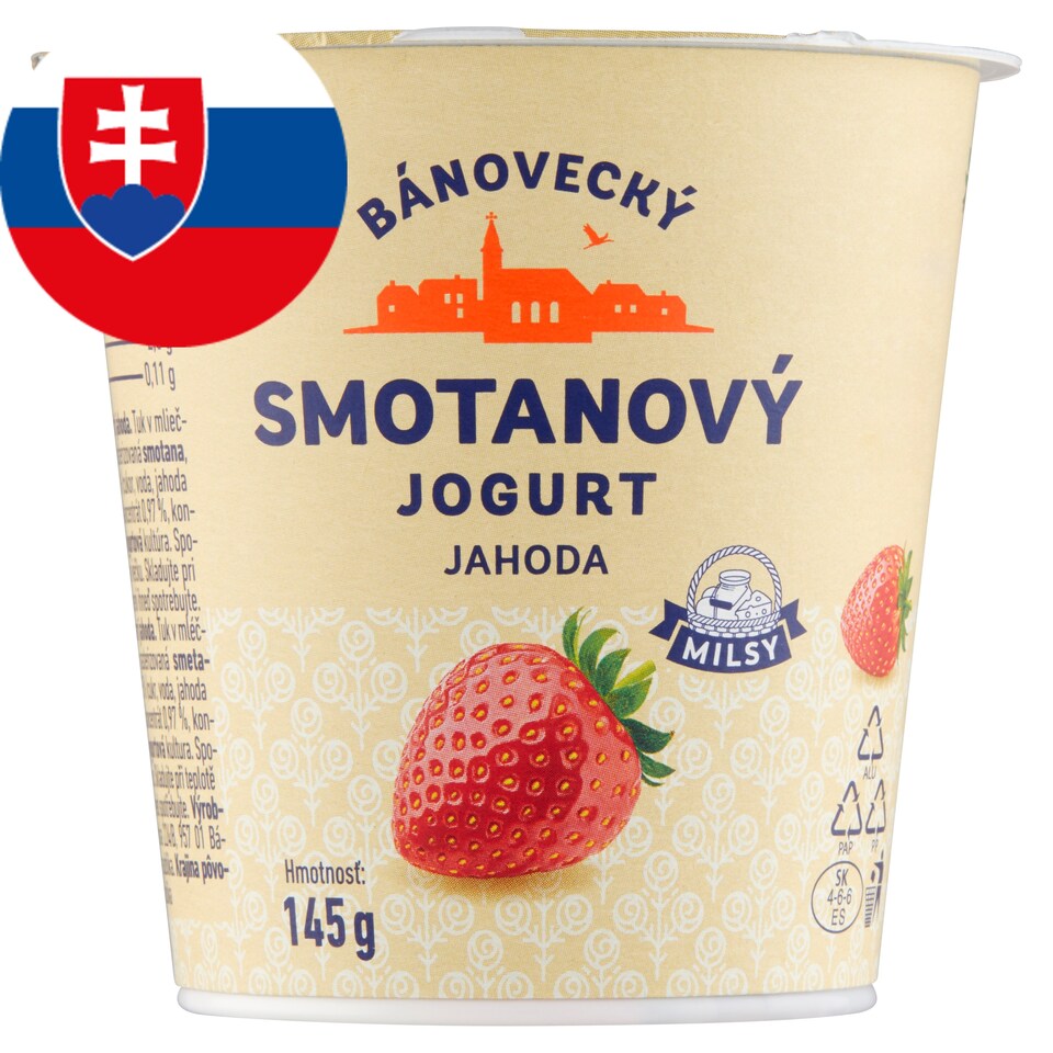 Milsy Bánovecký smotanový jogurt jahoda 145 g