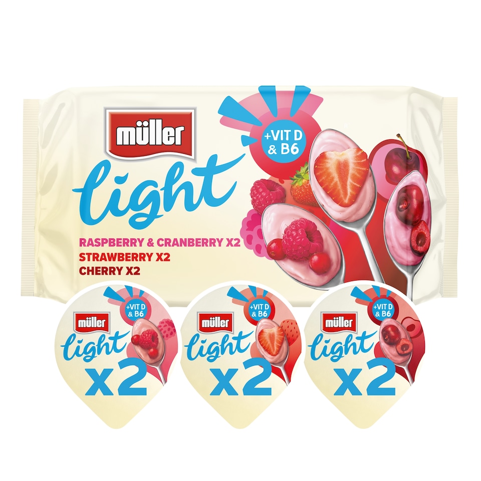 image 1 of Muller Light Red Fruit Assorted Fat Free Yogurt 6X140g