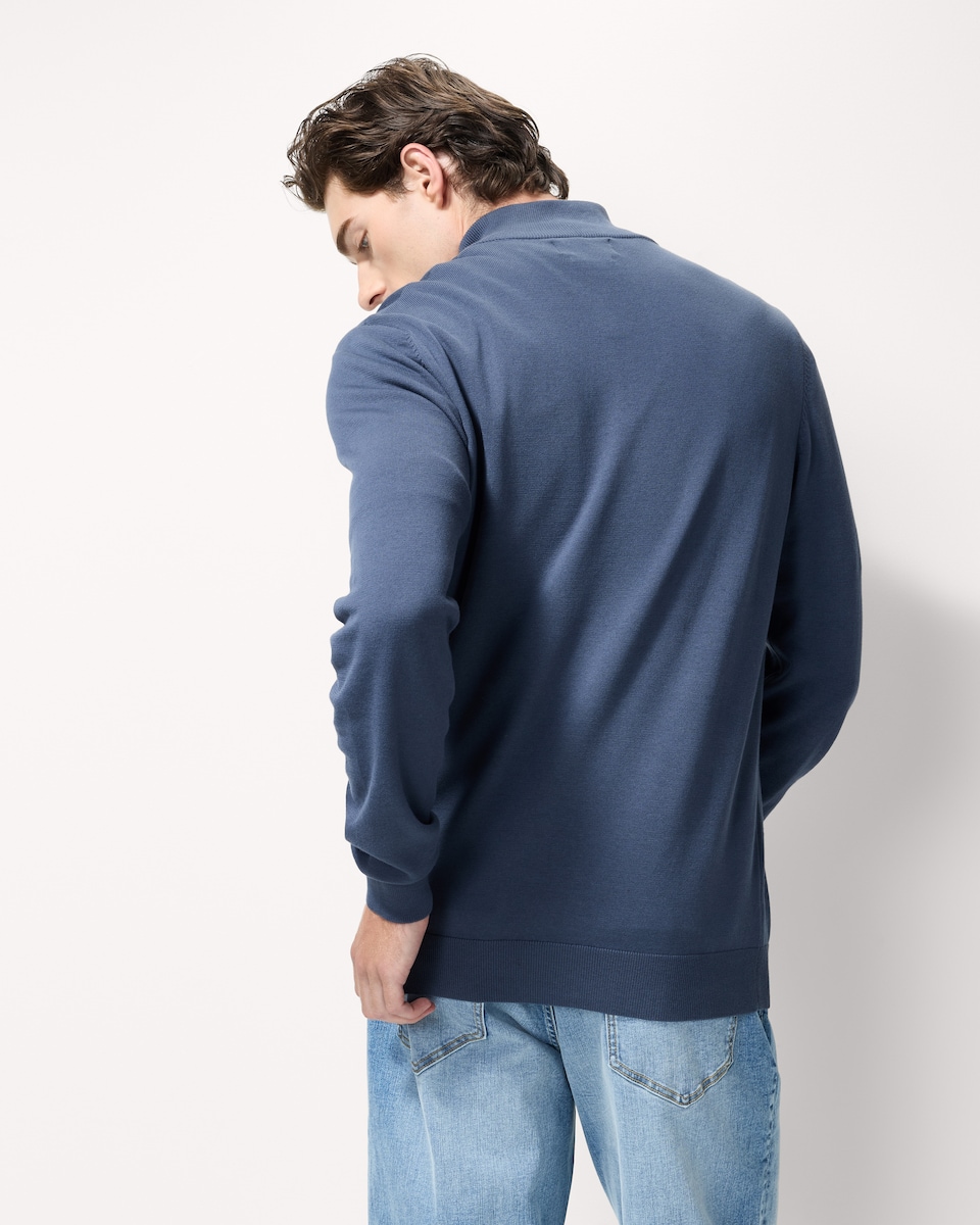 image 1 of F&F Pure Cotton Half Zip Jumper in Blue
