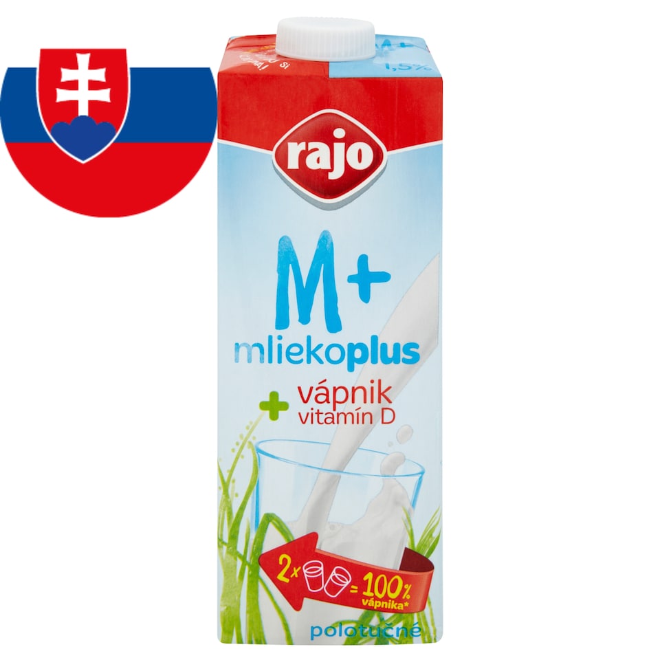 image 1 of Rajo Mlieko Plus Longlife Semi Skimmed Milk with Calcium 1 L