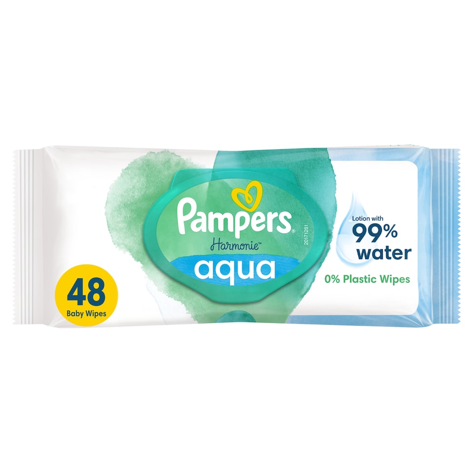 image 1 of Pampers Harmonie Aqua Baby Wipes 48 Pack