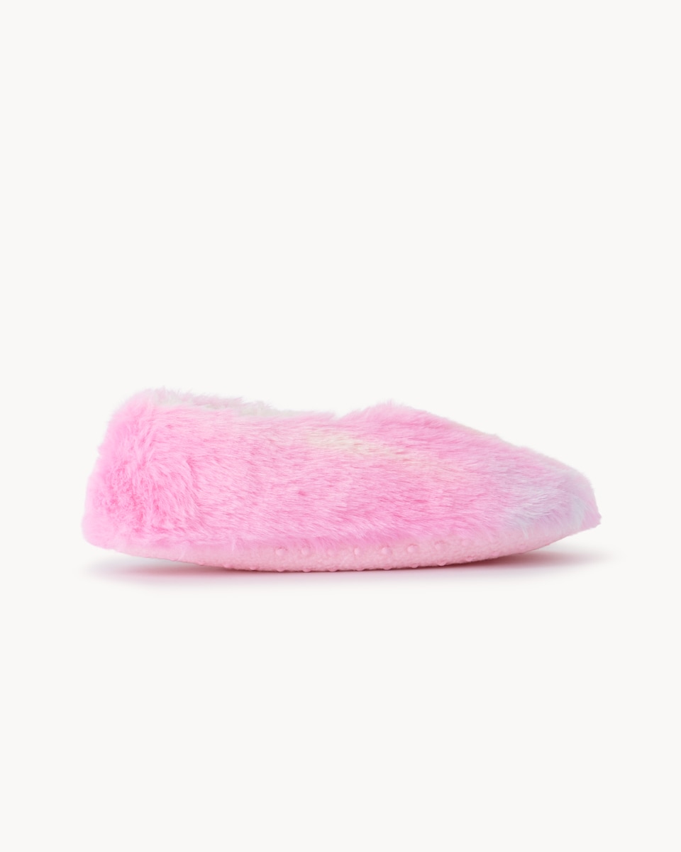 image 1 of F&F Girls Faux Fur Rainbow Slippers in Multi