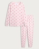 image 4 of F&F Bow Print Top and Cuffed Joggers Pyjamas in Pink