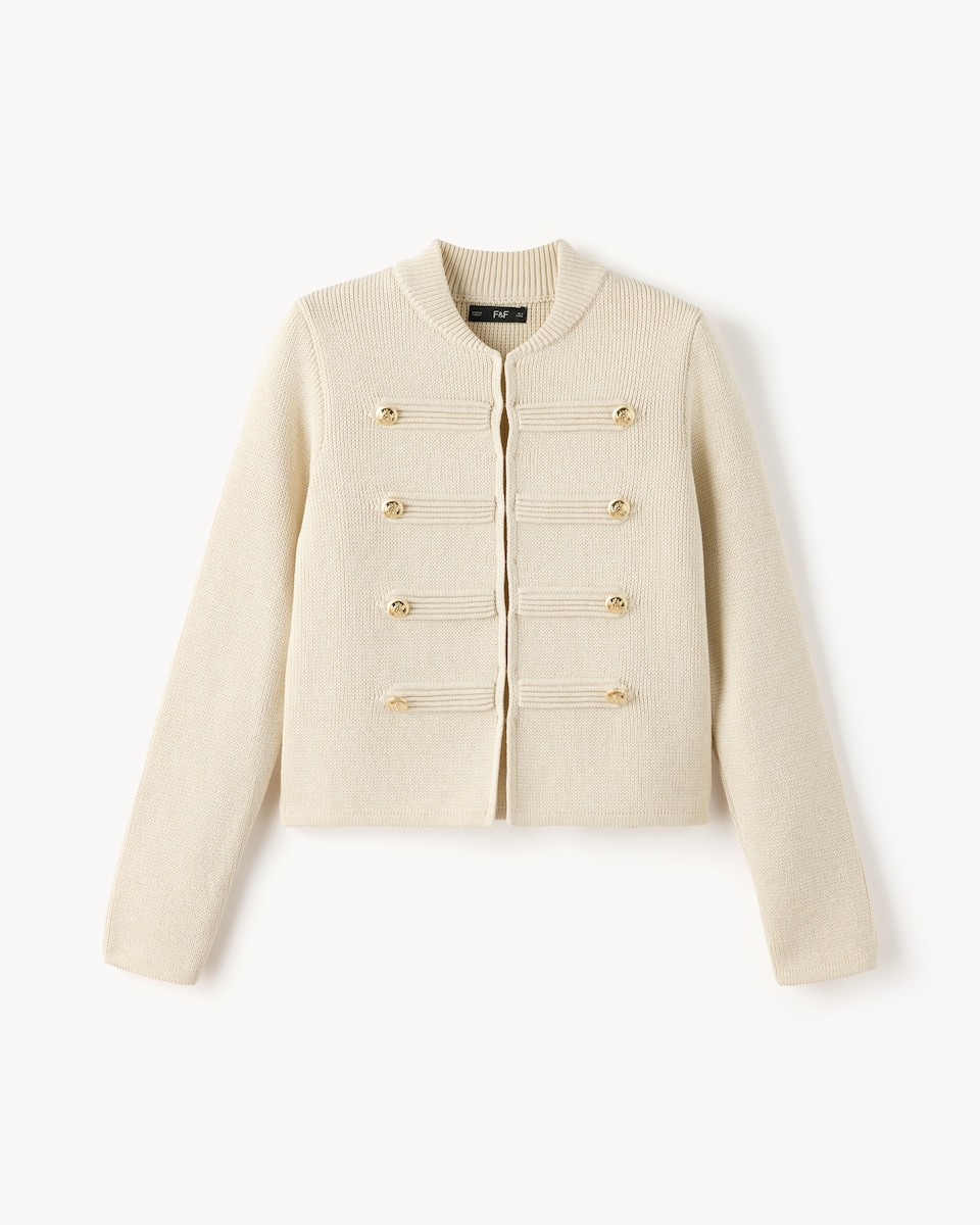 image 1 of F&F Military Style Cardigan in Cream