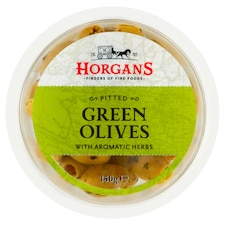 Horgans Pitted Green Olives With Herbs 150G