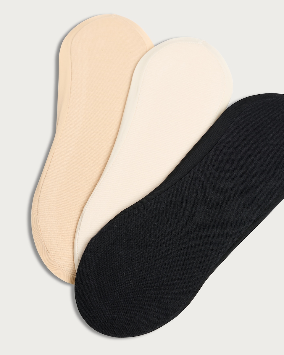 image 1 of F&F 3-Pack Scalloped Edge Footlets in Multi Black