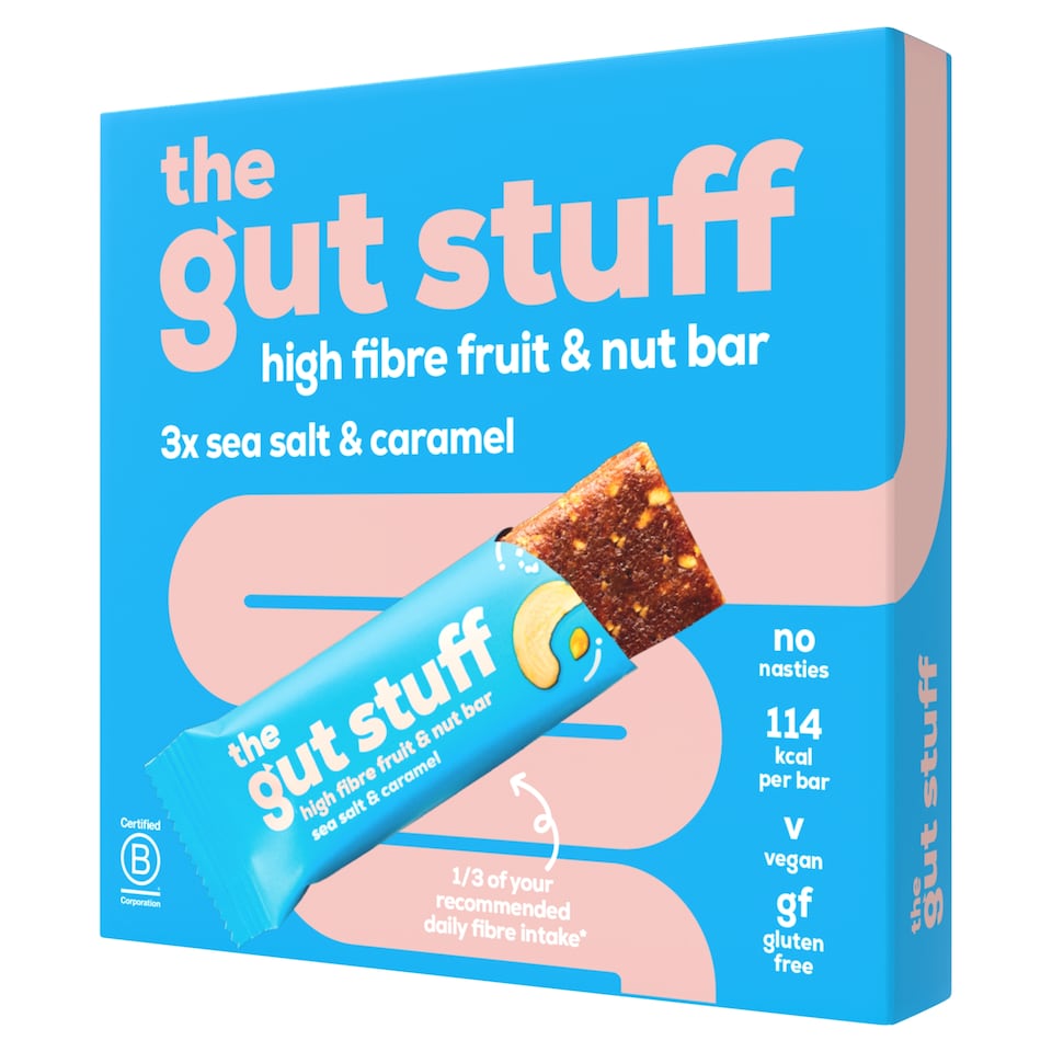 The Gut Stuff High Fibre Fruit & Nut Bar - Sea Salt & Caramel 3 x 35g