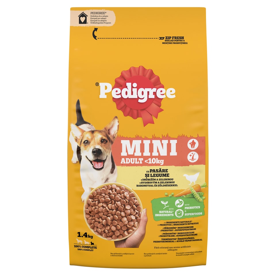 Pedigree Mini Adult teljes értékű szárazeledel felnőtt kutyák számára baromfival zöldségekkel 1,4 kg