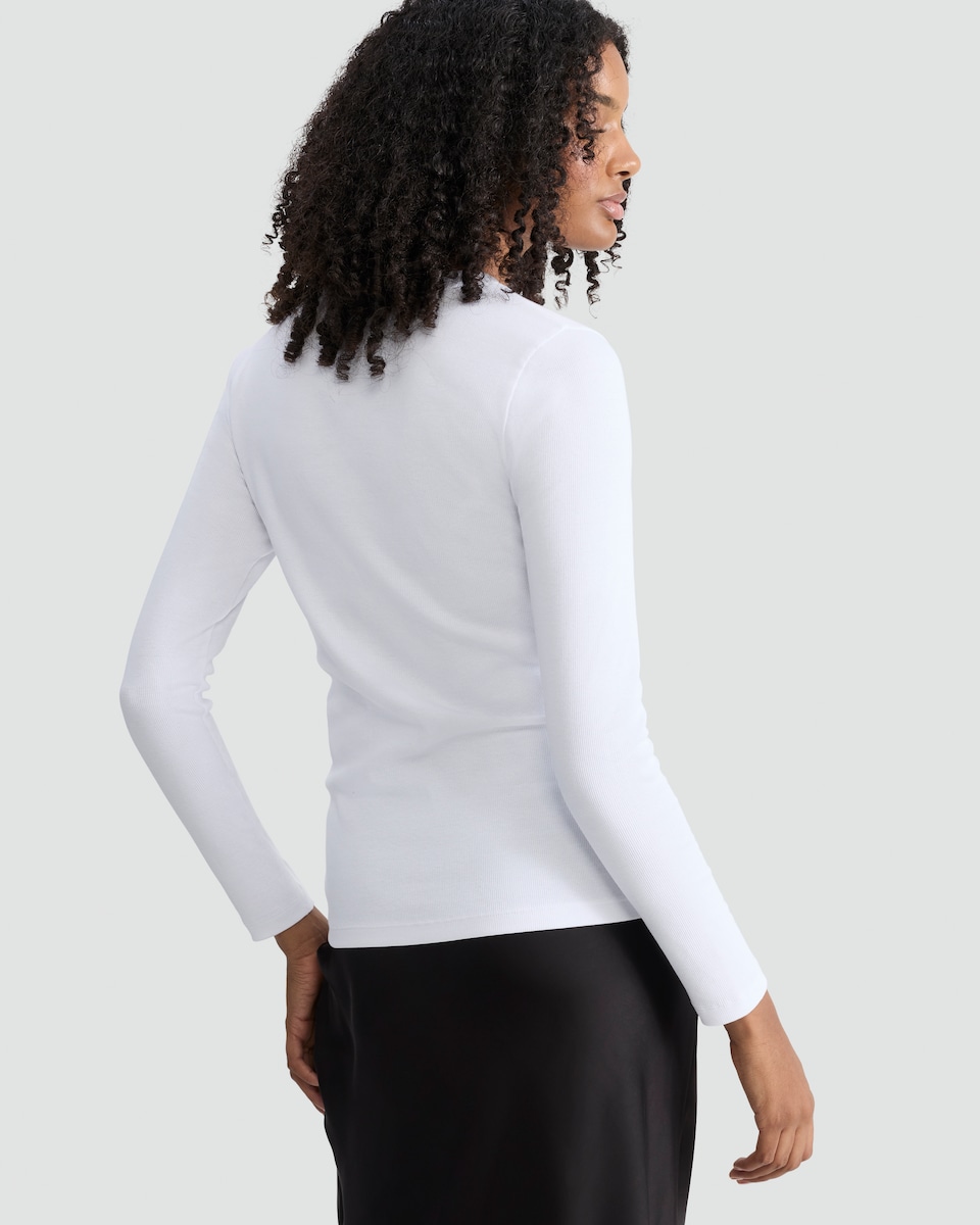 image 1 of F&F Cotton Rich Crew Neck Long Sleeved Top in White