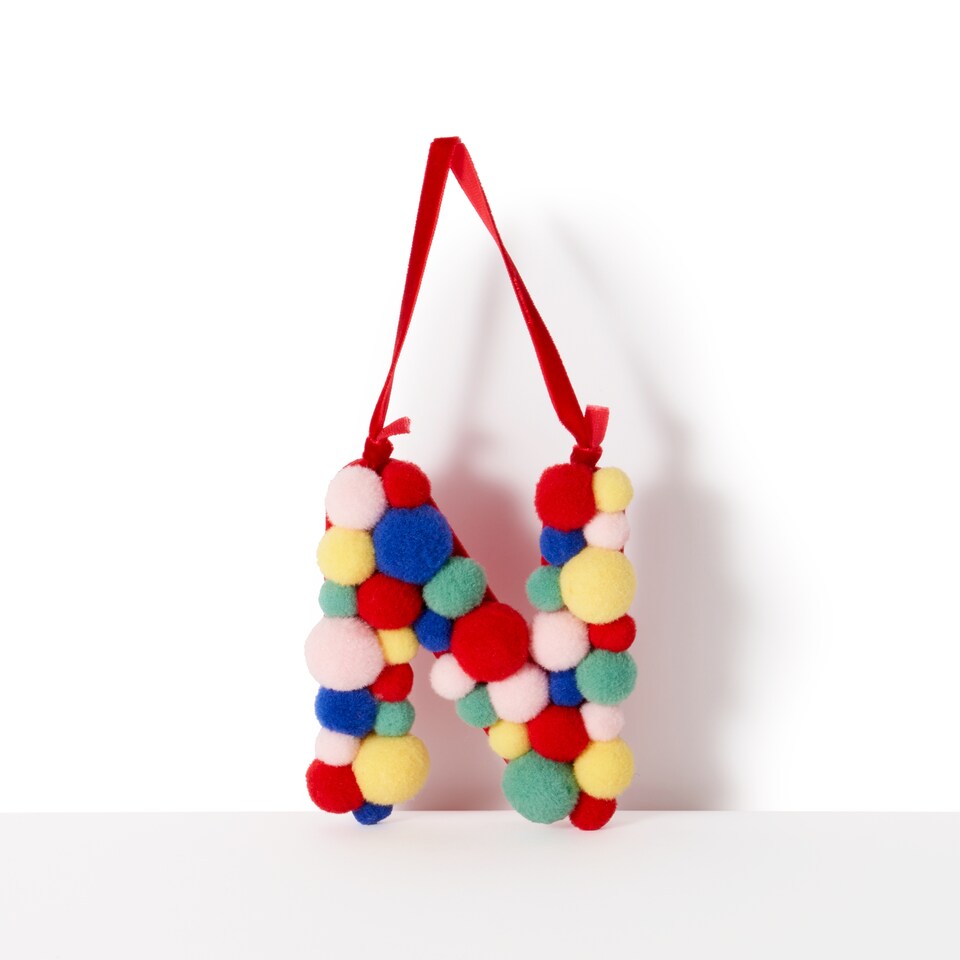 image 1 of Paperchase Cosmic Christmas Pom Pom Letter N Hanging Decoration