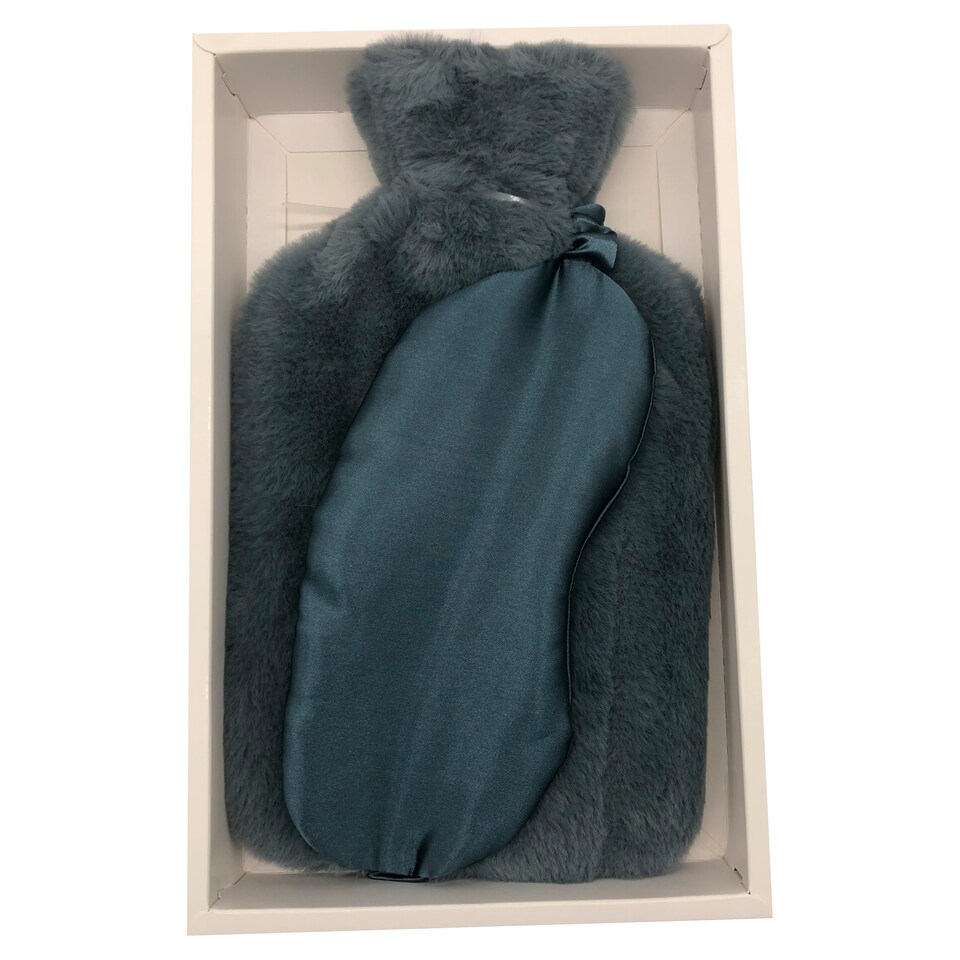 F&F Home Slate Blue Hot Water Bottle & Eye Mask Set