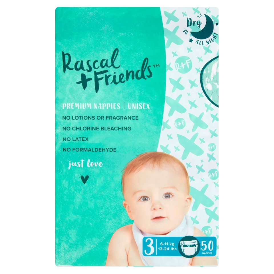Rascal & Friends Essential Size 3 Nappies 50 Pack Tesco Groceries