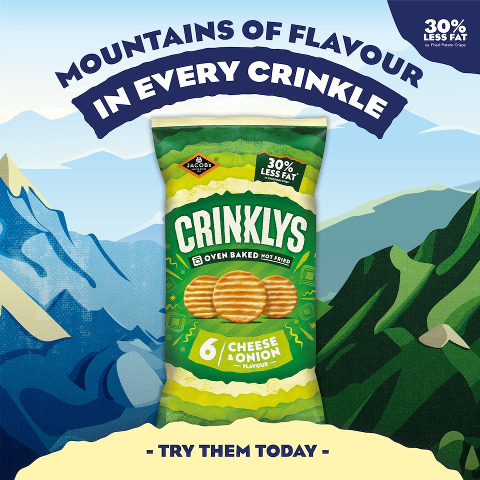 image 1 of Jacob's Crinklys Cheese & Onion 30% Less Fat Multipack Snacks 6x23g