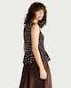 image 2 of F&F Shirred Polka Dot Tie Side Top in Brown