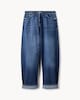 image 5 of F&F High Rise Relaxed Fit Turn Up Jeans in Navy