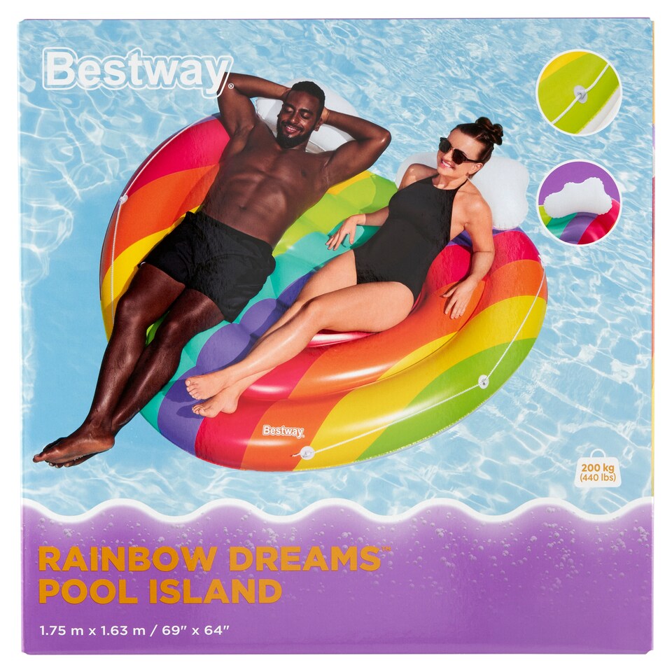 Bestway Rainbow Dreams medencei sziget 1,75 m x 1,63 m