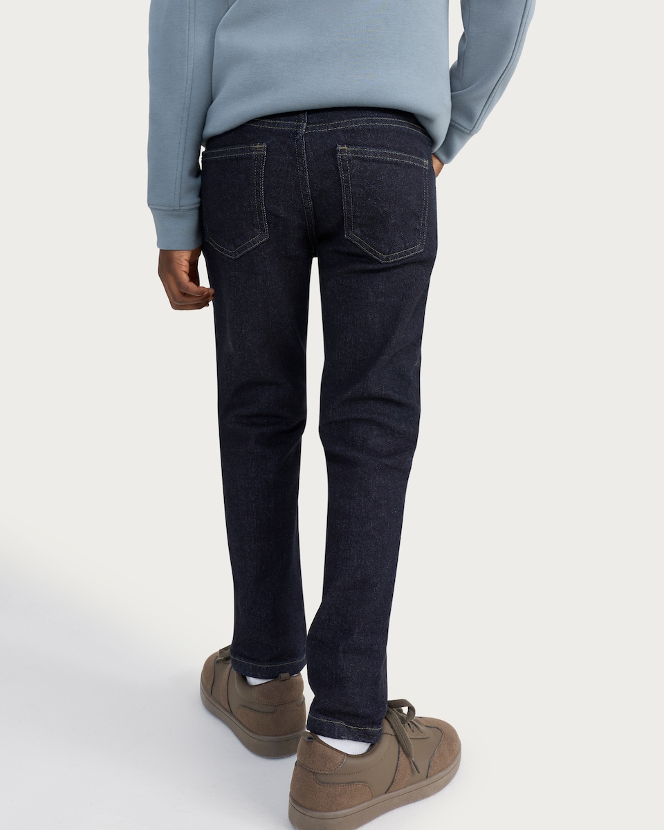 image 1 of F&F Boys Cotton Rich Slim Fit Jeans in Navy
