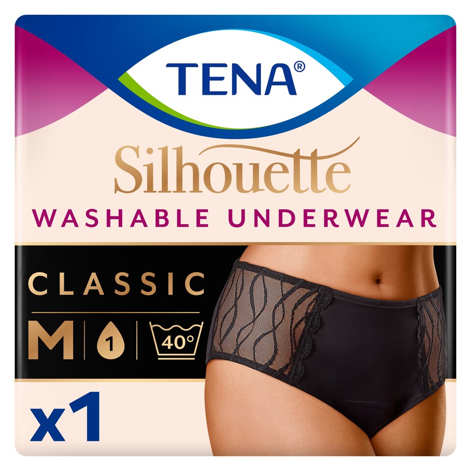 image 1 of TENA Silhouette Washable Incontinence Underwear Black Size M