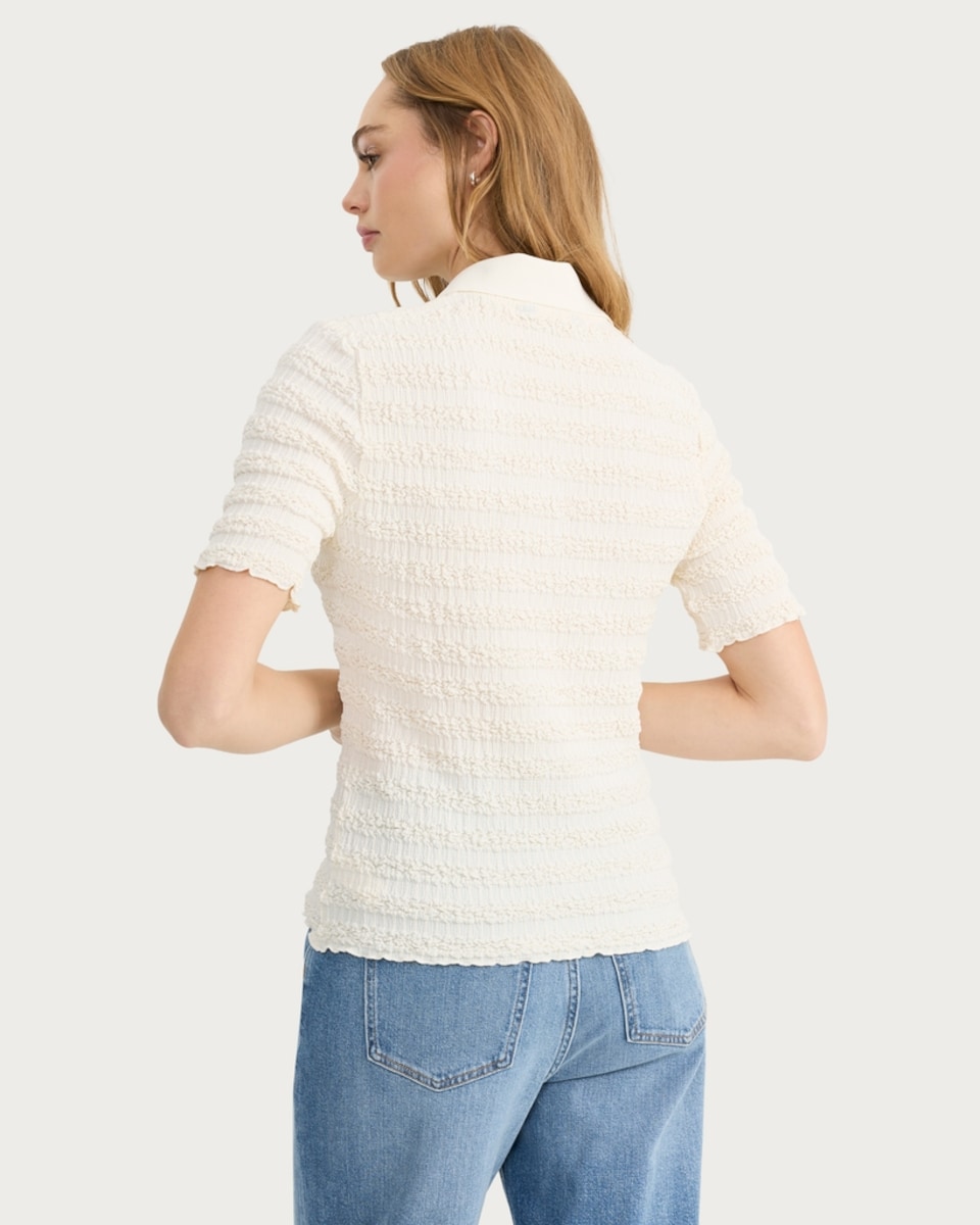 image 1 of F&F Crinkle Textured Button Up Co-ord Shirt in Cream