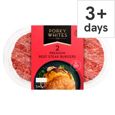 Porky Whites 2 Premium Beef Steak Burgers 340g