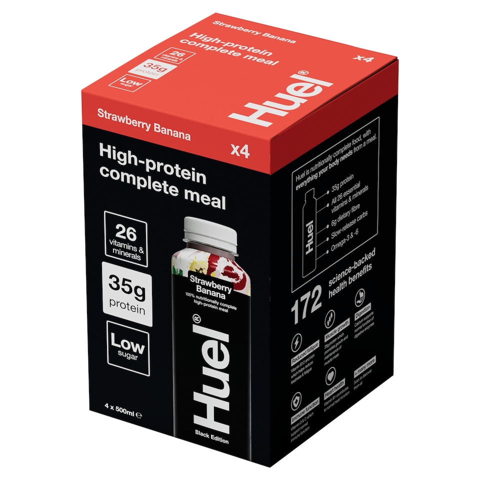 Huel Black Edition Ready to Drink Strawberry & Banana Multipack 4x500ml