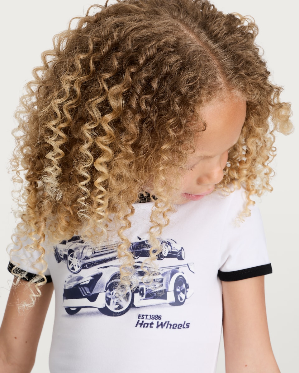 image 1 of Hot Wheels Cotton Rich Printed T-Shirt in White