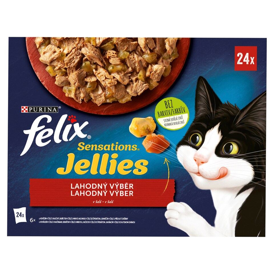 image 1 of Felix Sensations Jellies Pouches for Cats Beef, Chicken, Duck, Lamb in Jelly 24 x 85g
