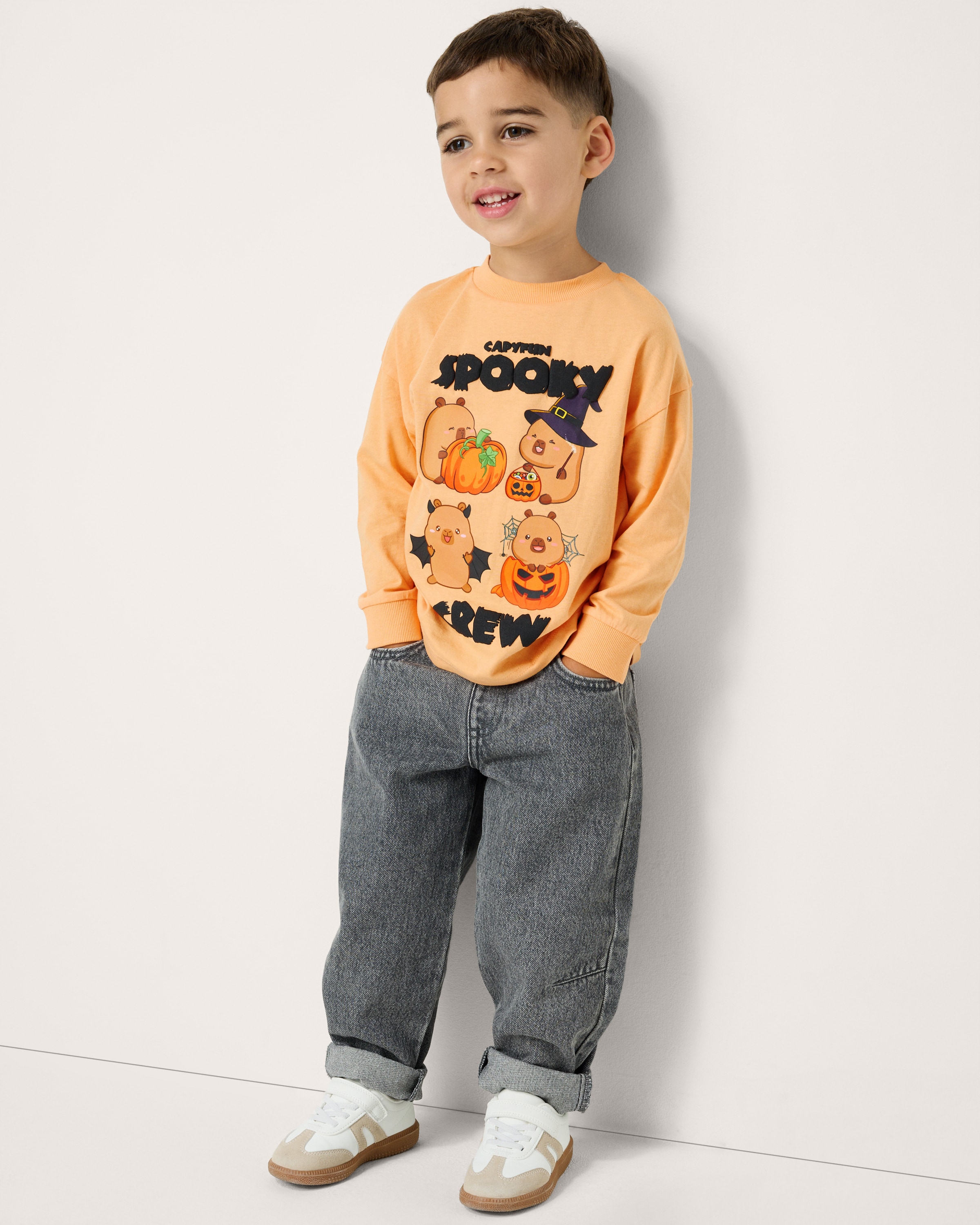Capyfun Pure Cotton Halloween Capybara Sweatshirt in Orange