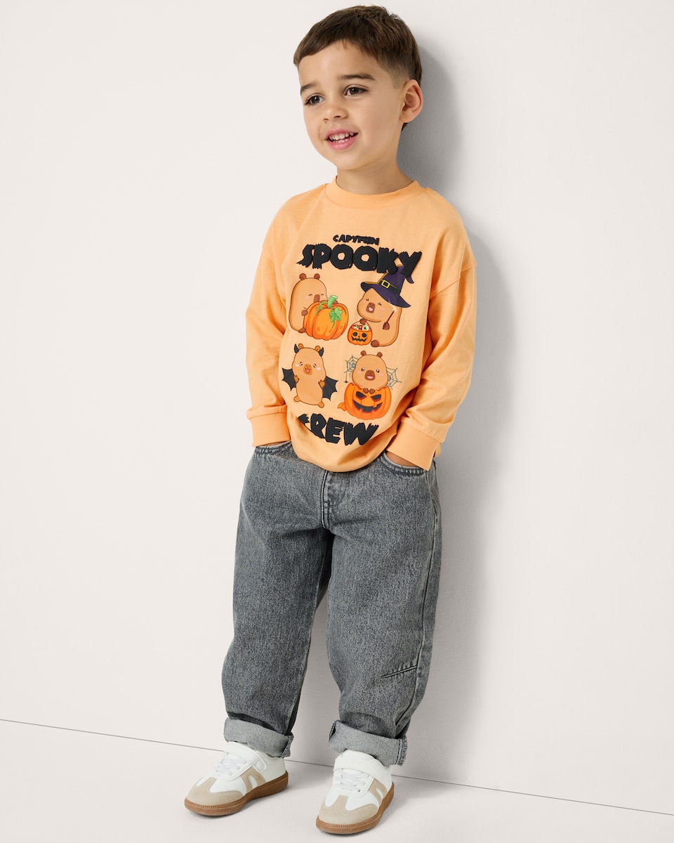 image 1 of Capyfun Pure Cotton Halloween Capybara Sweatshirt in Orange