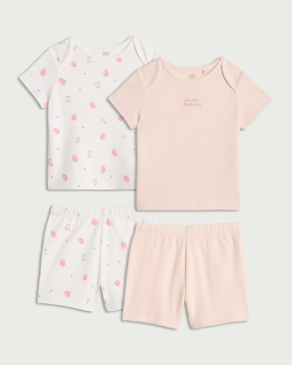 image 1 of F&F Baby 2-Pack Cotton Rich Sweet Dreams Pyjama Sets in Pink