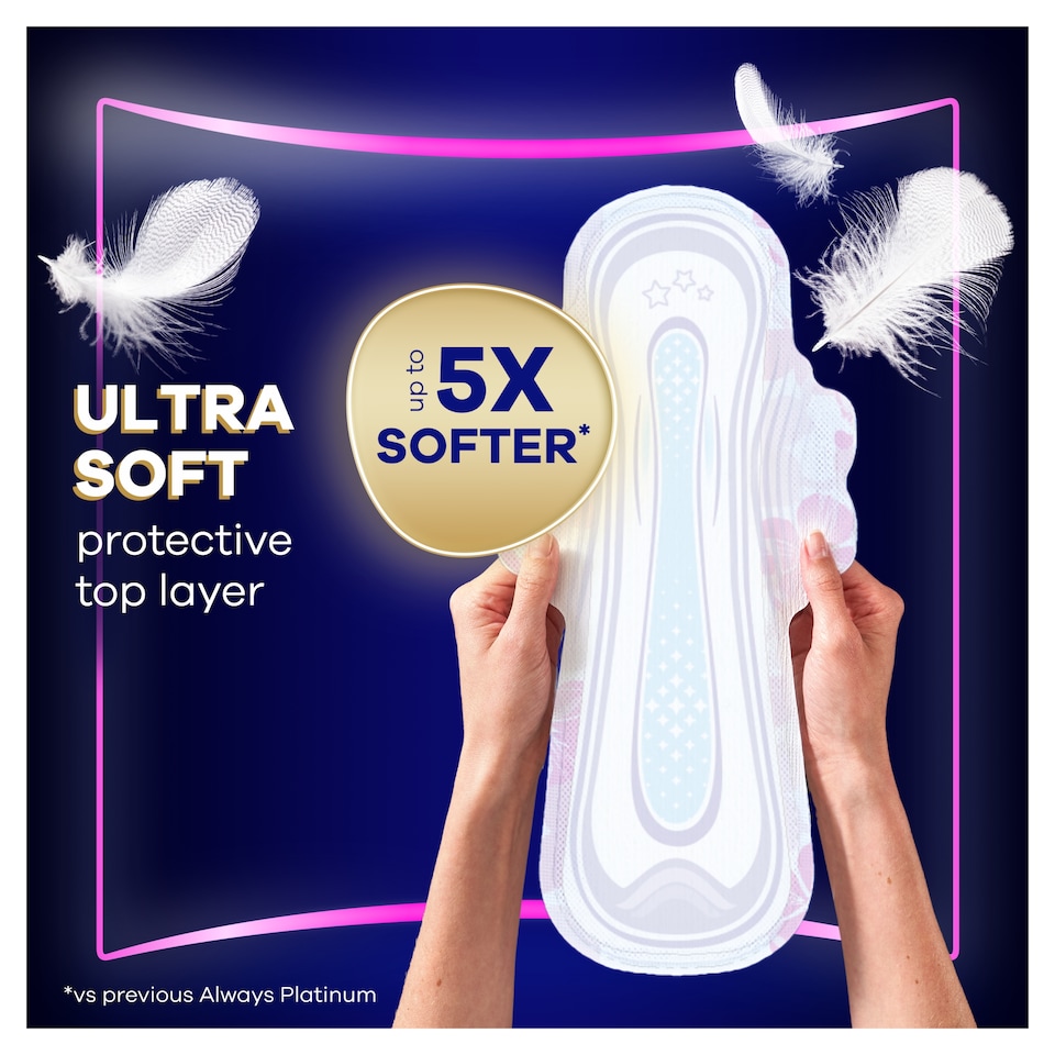 image 1 of Always Platinum Sanitary Towels Secure Night Extra (size 5) With Wings 12 Pads