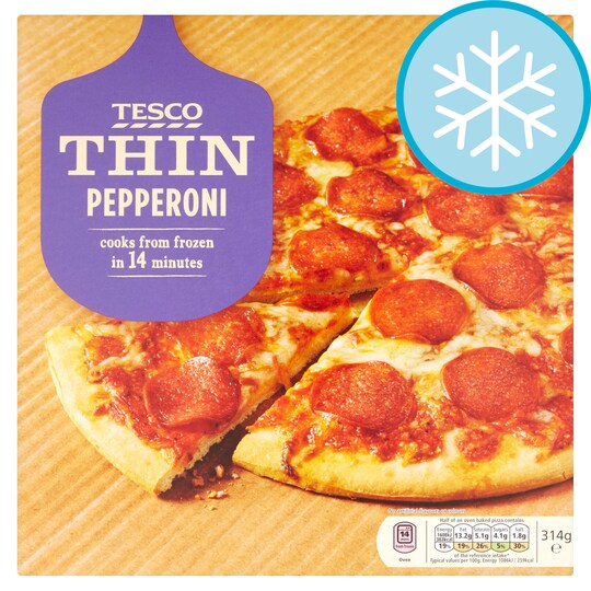 Tesco Thin And Crispy Pepperoni Pizza 314G Tesco Groceries