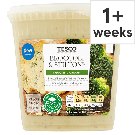 Tesco Broccoli & Stilton Soup 600G Tesco Groceries