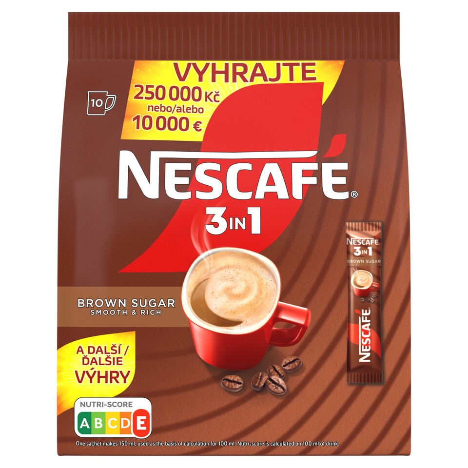 NESCAFÉ 3in1 Brown Sugar, instantní káva, 10 sáčků x 16,5g (165g)