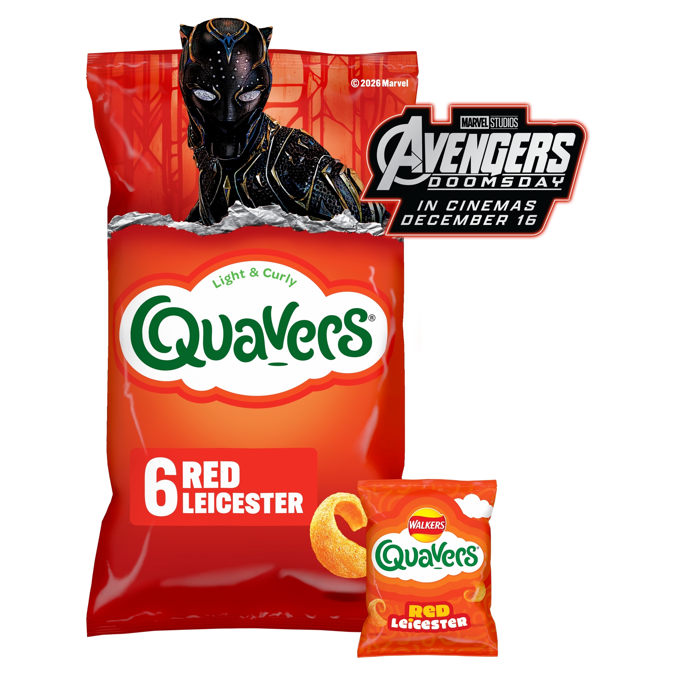 Walkers Quavers Red Leicester Multipack Crisps 6 x 16g