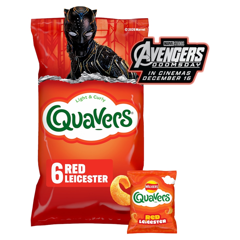 image 1 of Walkers Quavers Red Leicester Multipack Crisps 6 x 16g