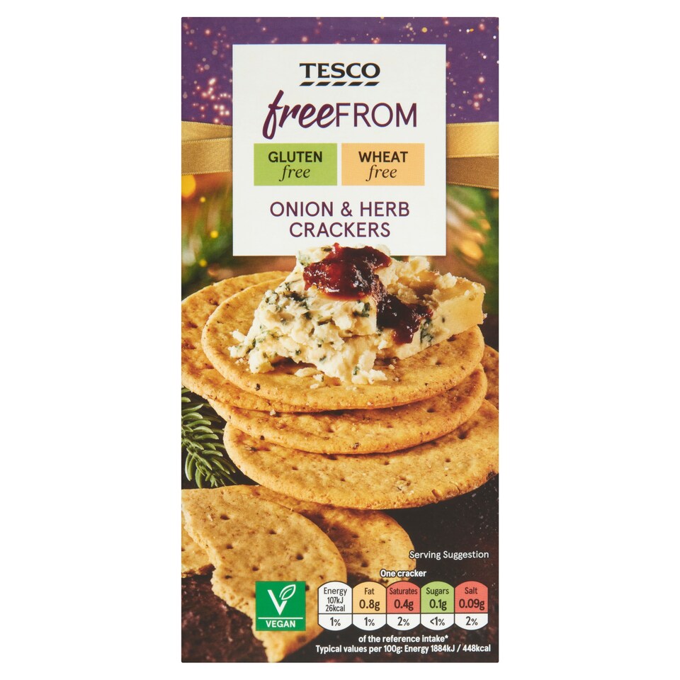 Tesco Free From Onion & Herb Crackers 160G
