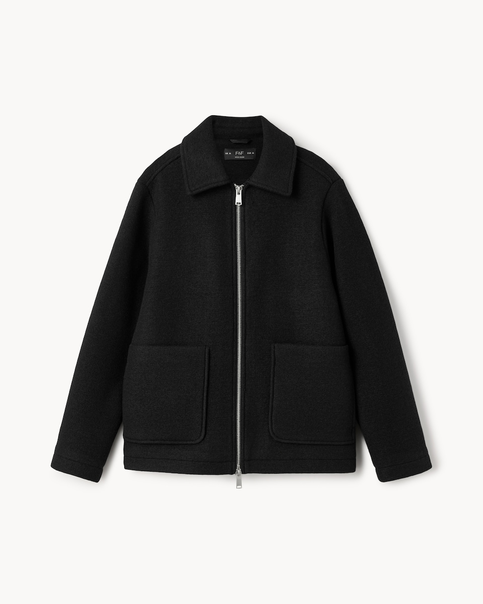 image 1 of F&F Textured Zip Through Jacket in Black