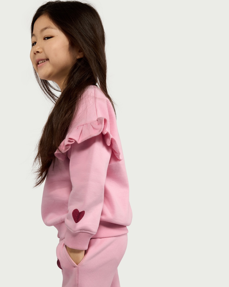image 1 of F&F Girls Cotton Rich New York Sweatshirt in Pink