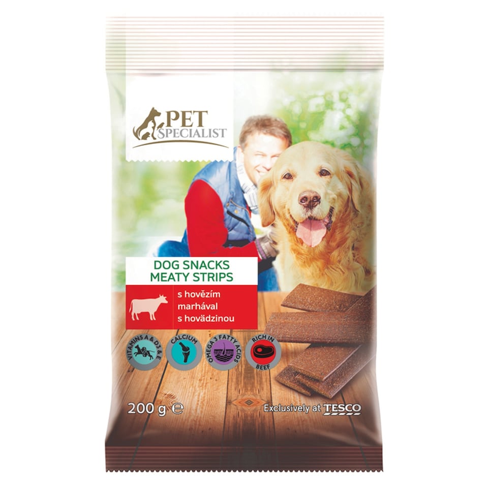 Tesco Pet Specialist Dog Snacks Meaty Strips with Beef 200 g