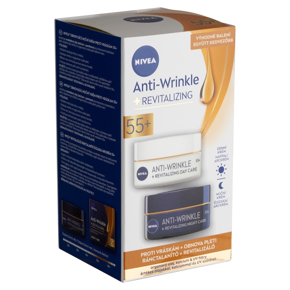 NIVEA Anti Wrinkle 55+ revitalizáló ránctalanító nappali arckrém + éjszakai arckrém  1. kép