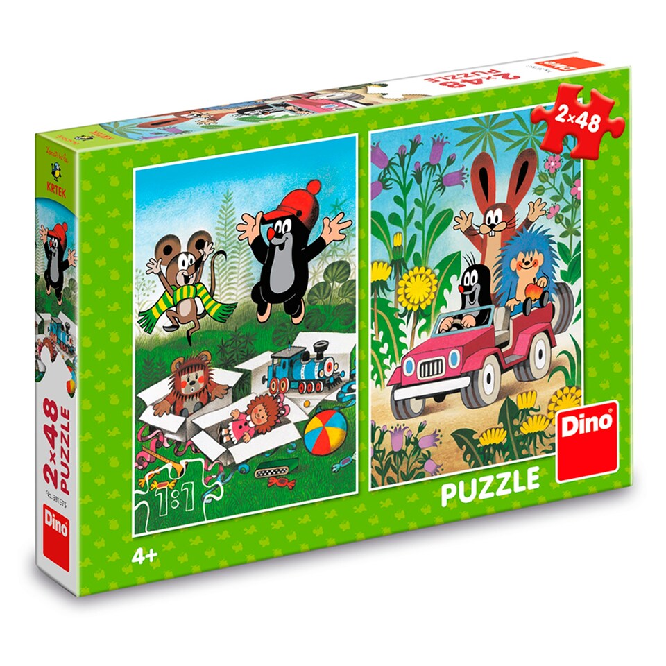 image 1 of Dino Krteček Puzzle 2 x 48 Parts