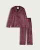 image 4 of F&F Fleece Textured Bow Print Shirt and Trousers Revere Pyjama Set in Purple