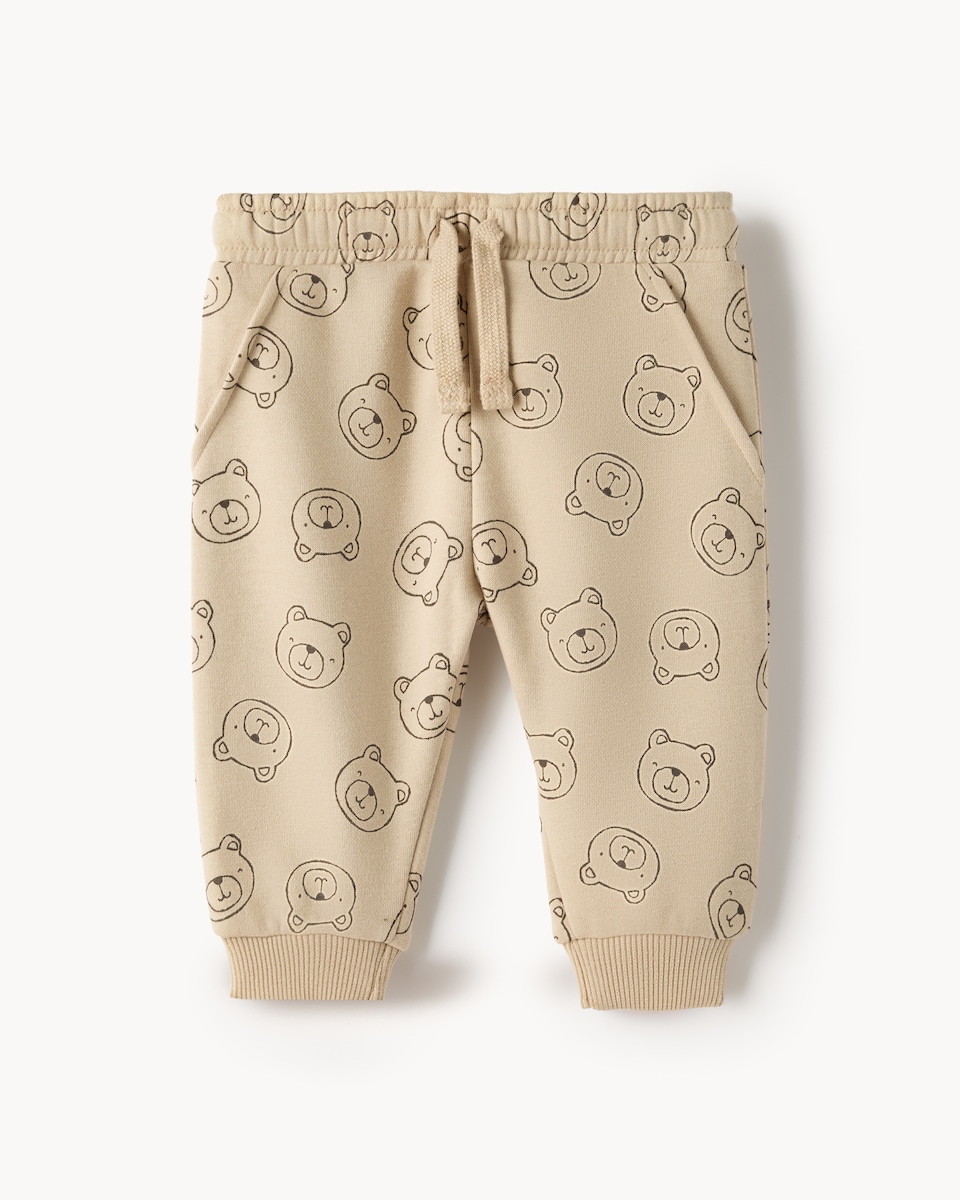 image 1 of F&F Baby 5-Pack Cotton Rich Cuffed Joggers in Neutral