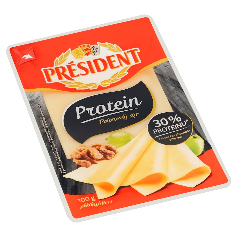 Président Protein Semi-Hard Cheese Slices 100g